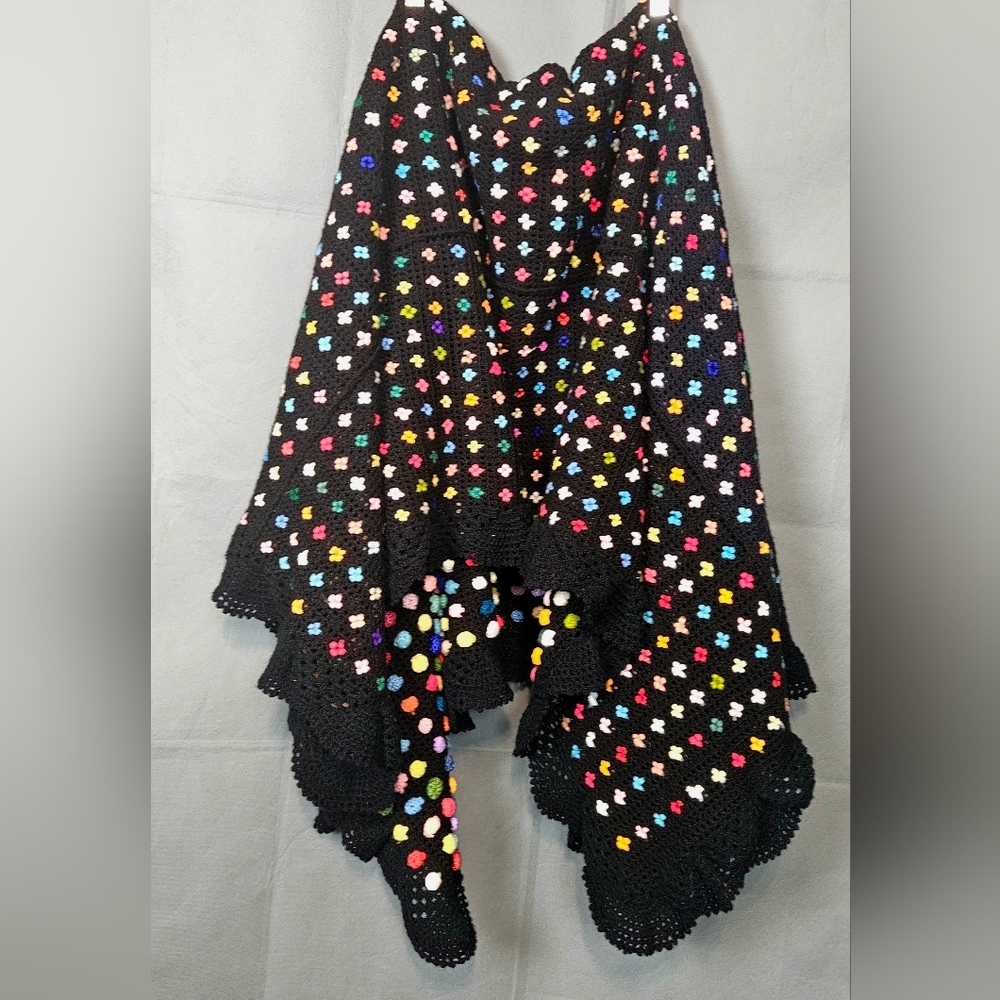 vintage upcycled crochet handkerchief hem full knit skirt
